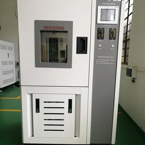 Ozone resistance test chamber for rubber covered hose held in long outdoor storage.