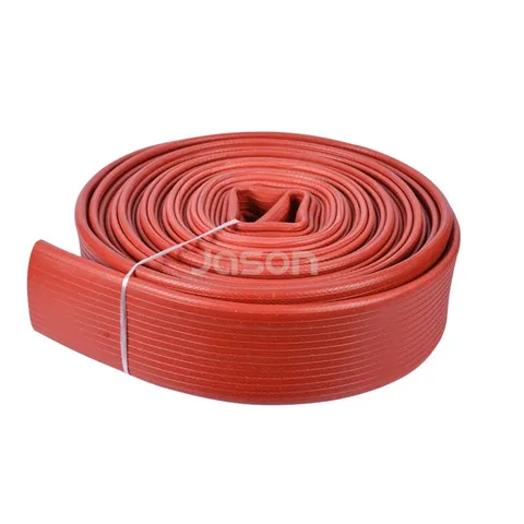 Red rubber covered fire hose