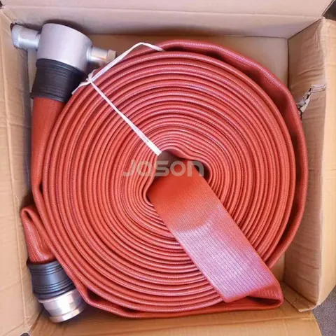Rubber covered fire hose rolled