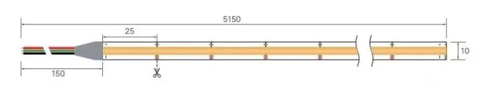 COB LED Strip, CCT Series, 640 LEDs/m technical drawing and optical data, sheet 2