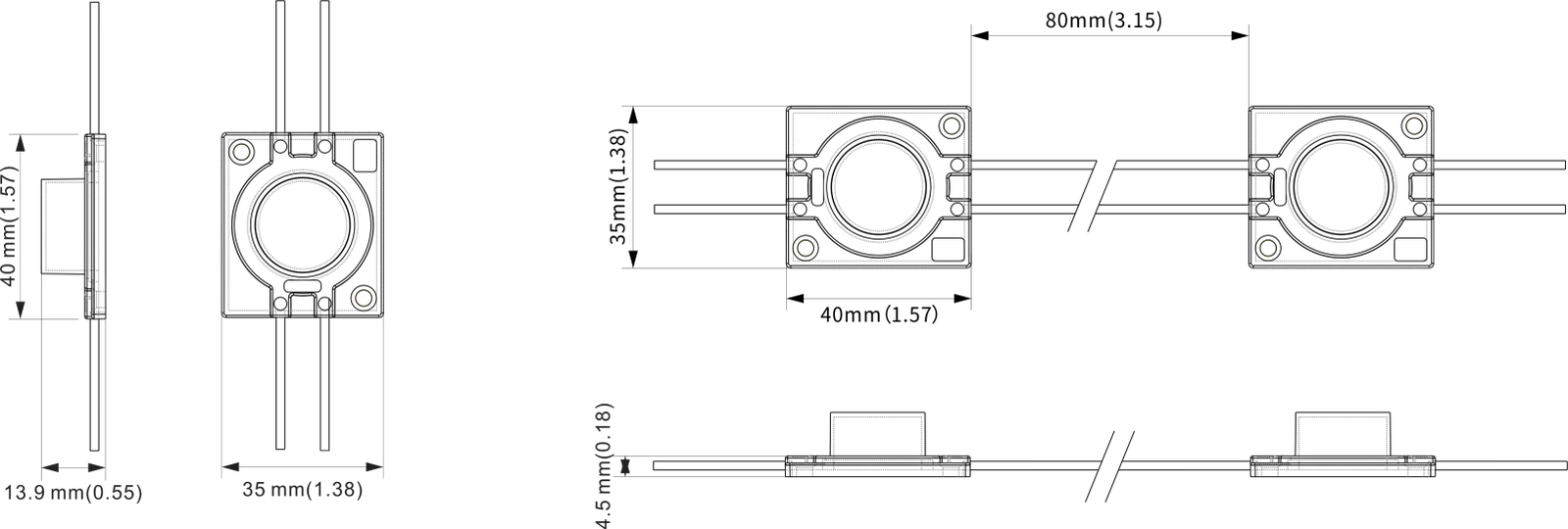 JDS-4035V technical drawing and optical data, sheet 2