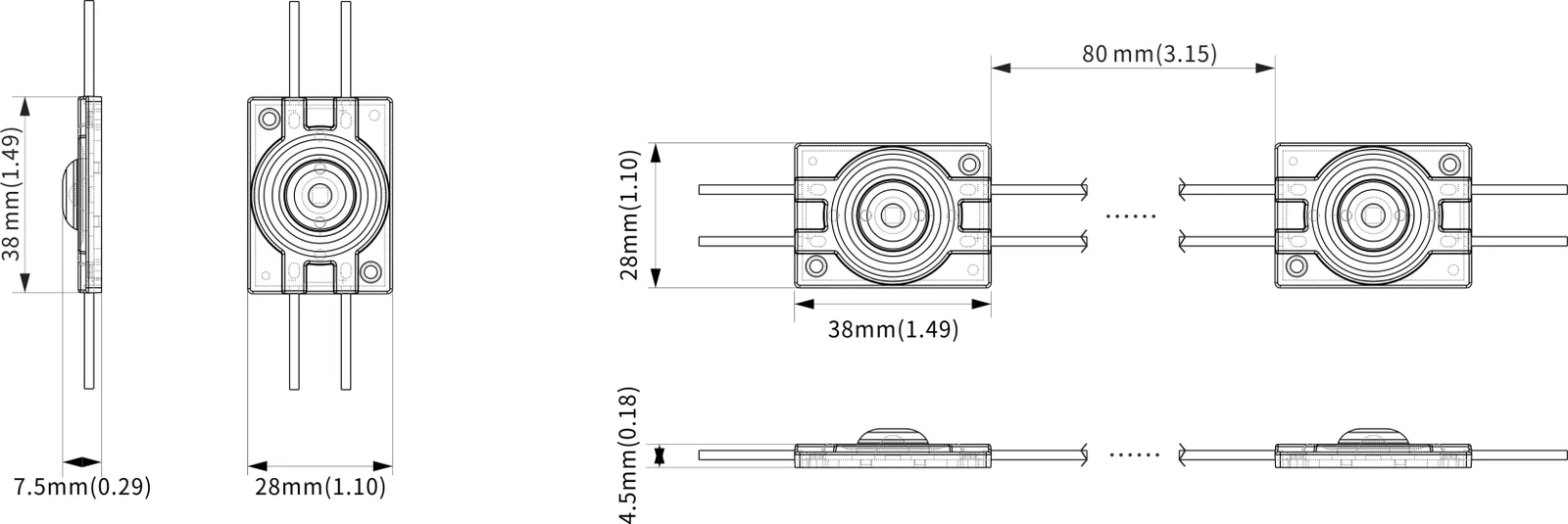 JDS-3828D technical drawing and optical data, sheet 2