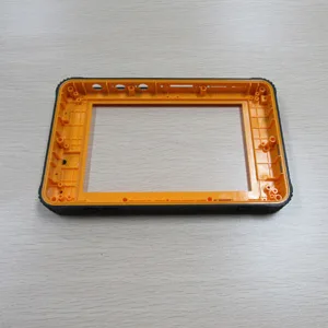 Orange and black molded bezel frame straight from the tool