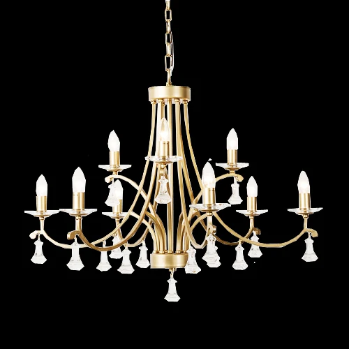 A07 Maple Leaf chandelier light photographed lit against a black background