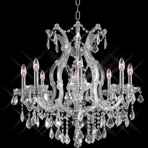 A01 Elegant Chandelier Light-9D photographed lit against a black background