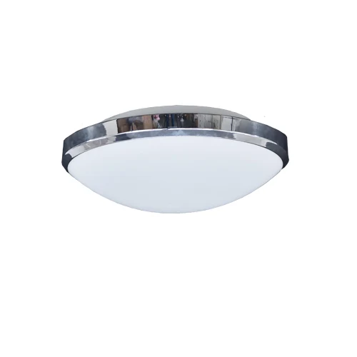 A19 LED flush mounting ceiling light with opal white glass shade and chrome finish