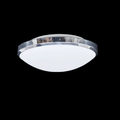 A19 LED flush mounting ceiling light photographed lit against a black background