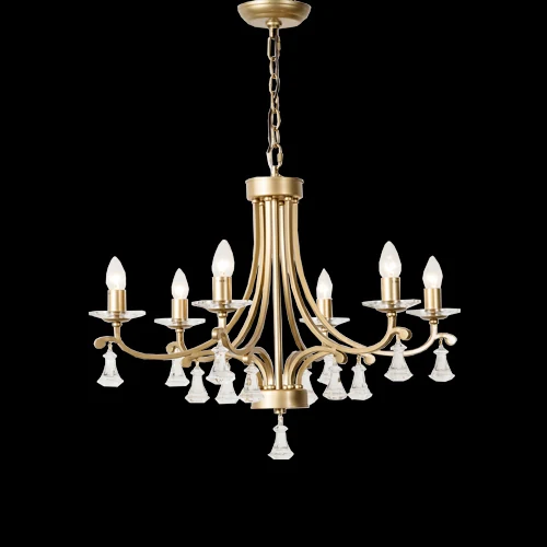 A08 Maple Leaf chandelier light photographed lit against a black background