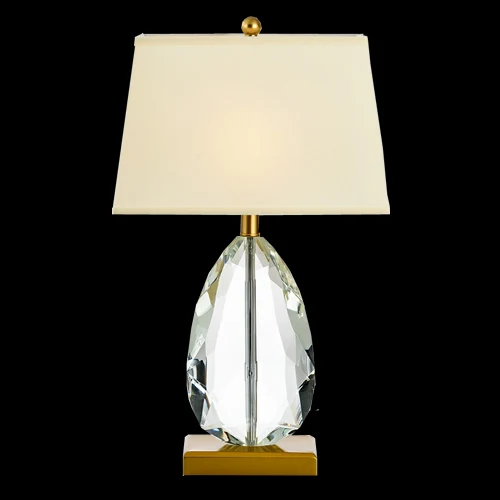 B02 Droplet crystal table lamp photographed lit against a black background