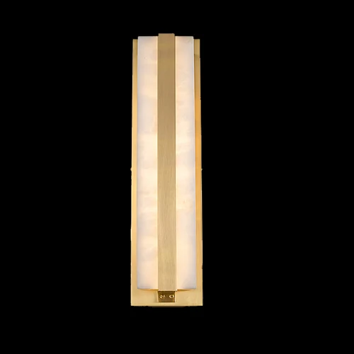 C04 rectangle alabaster wall sconce photographed lit against a black background
