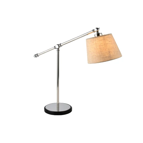 B12 Task Table Light with a chrome steel base and fabric shade