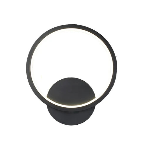 C09 Circle LED wall sconce with circular steel base and acrylic lens in black finish