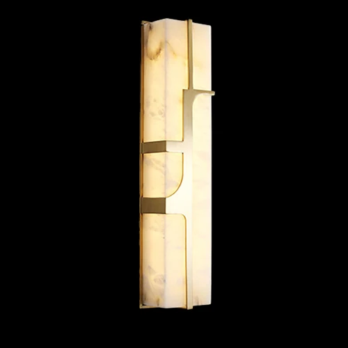 C06 rectangle alabaster wall sconce photographed lit against a black background