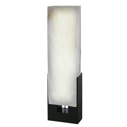 D05 rectangle alabaster floor lamp with a white alabaster shade and glossy black steel base