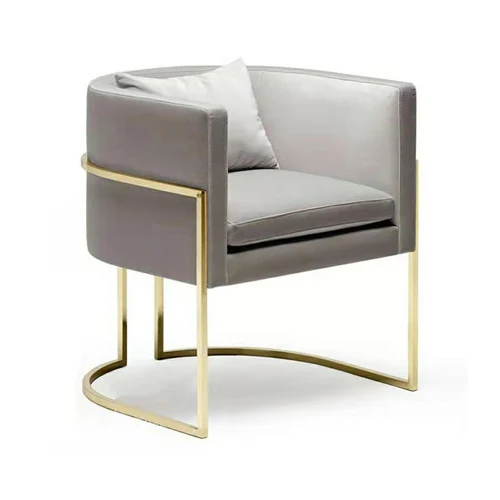 E11 Harbor Mist accent chair with solid wood and stainless steel frame, foam and fiber cushion, and velvet upholstery