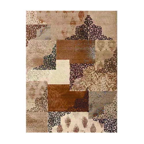 F11 Turkey Rug Brown laid flat, showing the full pattern and dimensions