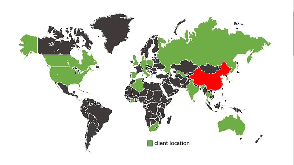 Map showing countries Jianheng Metal has supplied castings to