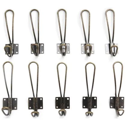 Heavy Duty Rustic Entryway Hooks – 10 Pack of Wall Mounted Vintage Double Coat Hangers with Four Extra Long Bronze Metal Screws Included view 3