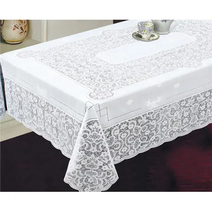 JDM 100% Waterproof Pvc Lace Rectangle Vinyl Table Cloth Table Cover 54x72inch 137x180cm