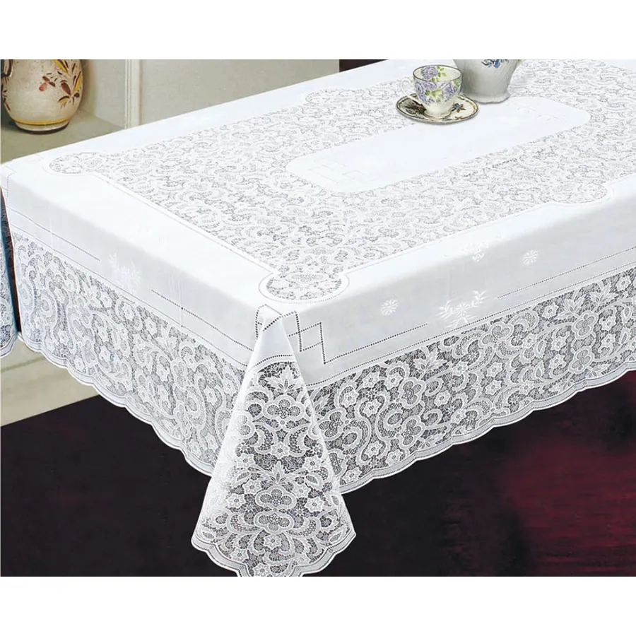 JDM 100% Waterproof Pvc Lace Rectangle Vinyl Table Cloth Table Cover 54x72inch 137x180cm