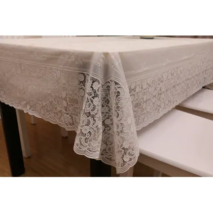 JDM 100% Waterproof Pvc Lace Rectangle Vinyl Table Cloth Table Cover 54x72inch 137x180cm view 3