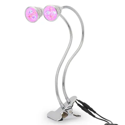 JDM 10W Dual Head LED Grow Light Plant Grow Light with 360 Degree Adjustable Gooseneck for Indoor Plants