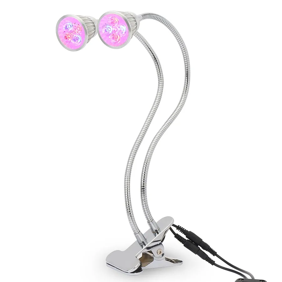 JDM 10W Dual Head LED Grow Light Plant Grow Light with 360 Degree Adjustable Gooseneck for Indoor Plants