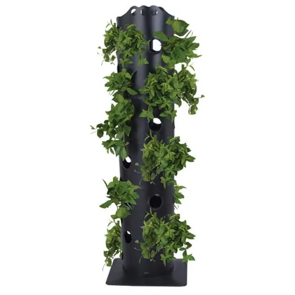JDM 2018 Newest Plastic Flower Tower Freestanding Planter Black Cylindrical Garden Flowers Tower