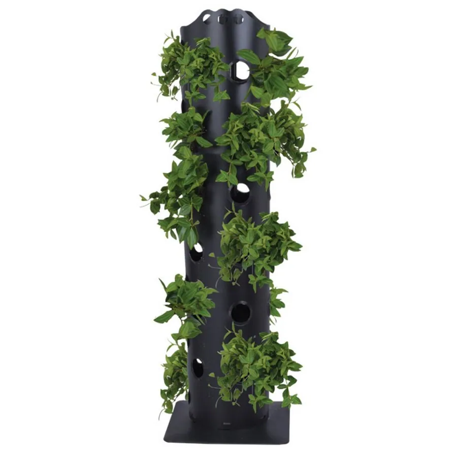 JDM 2018 Newest Plastic Flower Tower Freestanding Planter Black Cylindrical Garden Flowers Tower