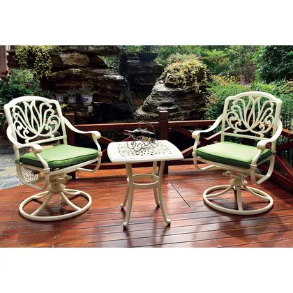 JDM 3pc Cast Aluminum Balcony Furniture Balcony Rotary Chair and Table
