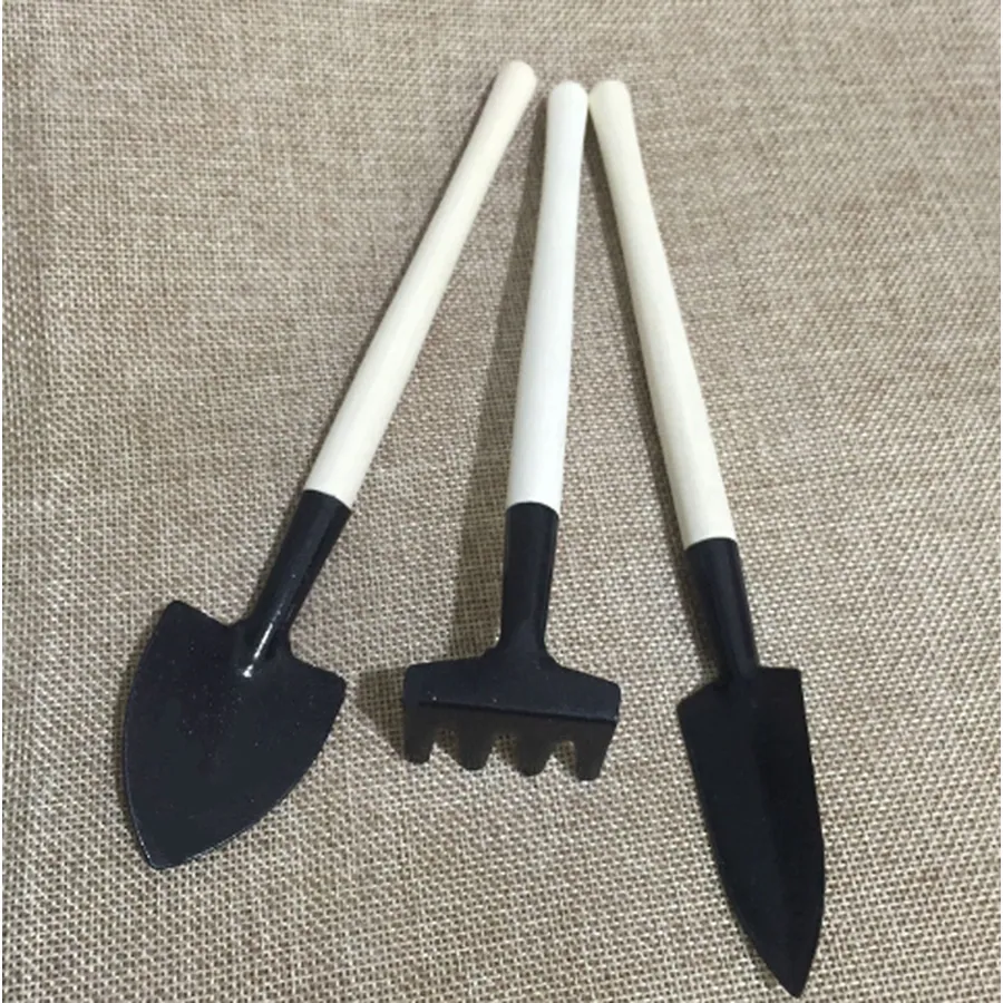 JDM 3pc Wooden Handle Mini Garden Tool Shovel and Rake