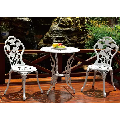JDM 4pc Waterproof White Bronze Cast Aluminum Rose Design Vintage Aluminum Patio Furniture view 3