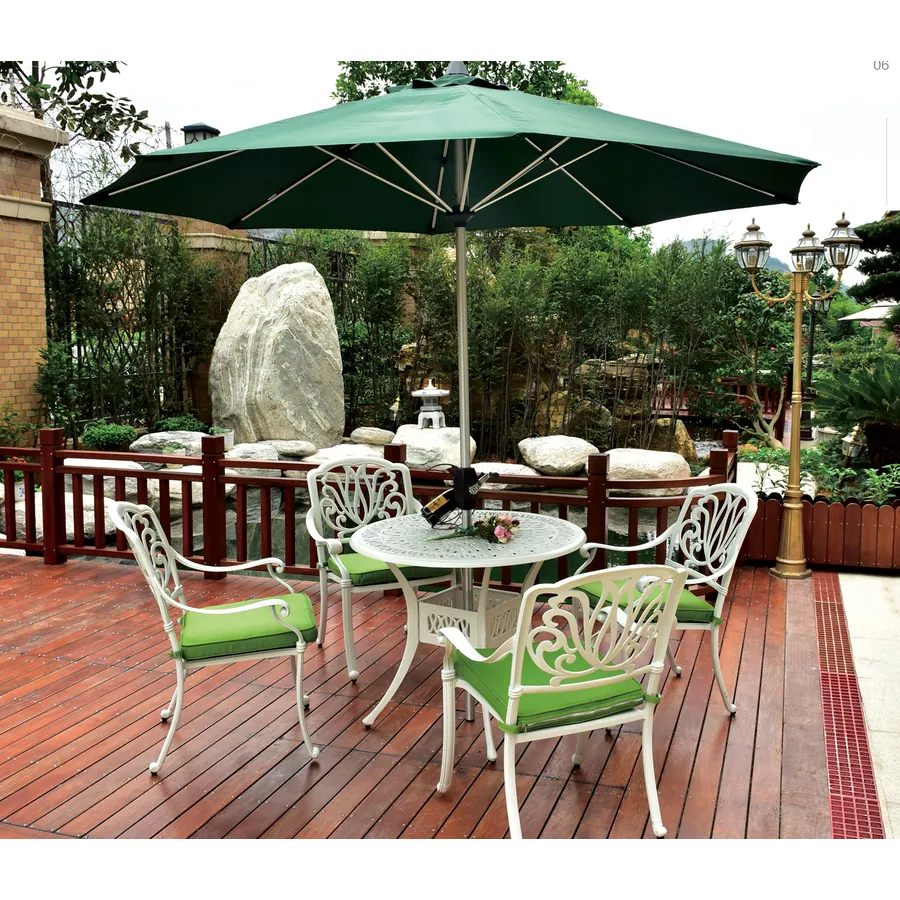 JDM 5pc Aluminum Outdoor Table and Chairs White Cast Aluminum Patio Furniture