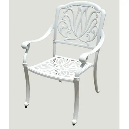 JDM 5pc Aluminum Outdoor Table and Chairs White Cast Aluminum Patio Furniture view 3