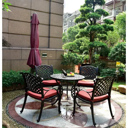 JDM 5pc Round Cast Aluminum Patio Table Set