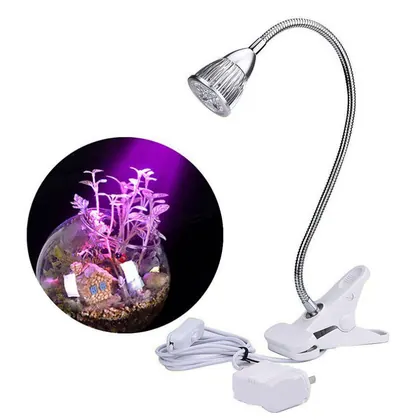 JDM 5W Plant Light with Spring Clamp and 360°Flexible Gooseneck Arm for Indoor Plant