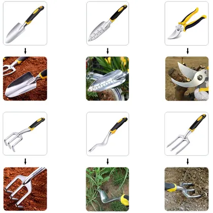 JDM 9Pcs Garden Tool Sets-a Plant Rope,Soft Gloves,6 Ergonomic Gardening Tools and a Garden Tote view 5