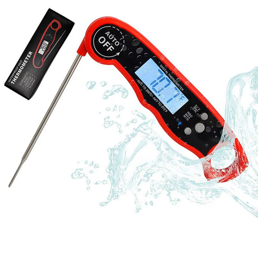 JDM BBQ Thermometer Meat Thermometer Instant Read Water-Resistant (IP67) Backlight Folding Calibration Magnetic