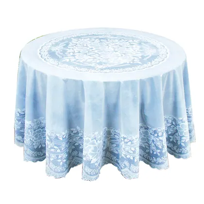 JDM Best Selling White Color 100% Deluxe Lace Round Vinyl Table Cloth 72inch 180cm