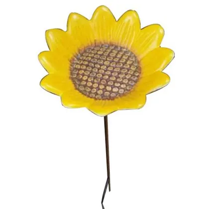 JDM Cast Iron Yellow Sunflower Bird Feeder Stick