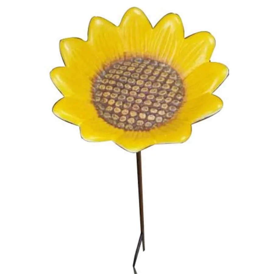 JDM Cast Iron Yellow Sunflower Bird Feeder Stick