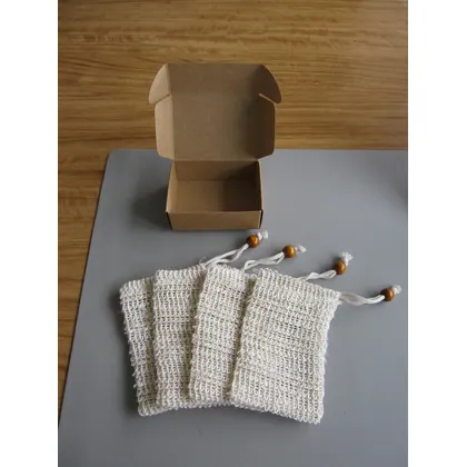 JDM High Quality Sewing 4 Pack Natural Sisal Soap Bag for Bath view 2