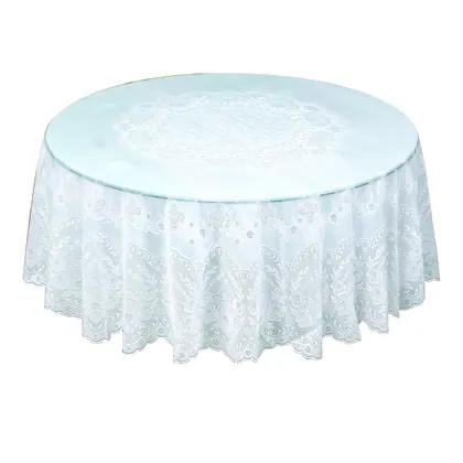 JDM Hot Sale White Color Outdoor and Indoor Use Lace Round Vinyl Table Cloth 54inch 135cm