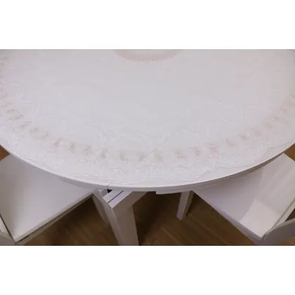 JDM Hot Sale White Color Outdoor and Indoor Use Lace Round Vinyl Table Cloth 54inch 135cm view 3