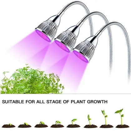 JDM Hotsale Three Head Led 15w Grow Light Bulbs 15W Clip on Plant Grow Lamp view 3