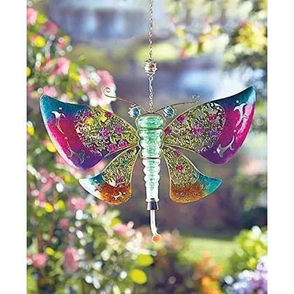 JDM Original Design Butterfly Shaped Metal and Glass Hummingbird Feeder view 2