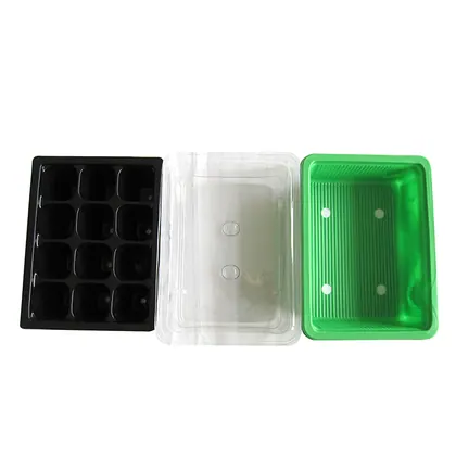 JDM PET Material Plastic 12 Cells Seed Tray Mini Greenhouse Propagator 19*15*11cm view 2