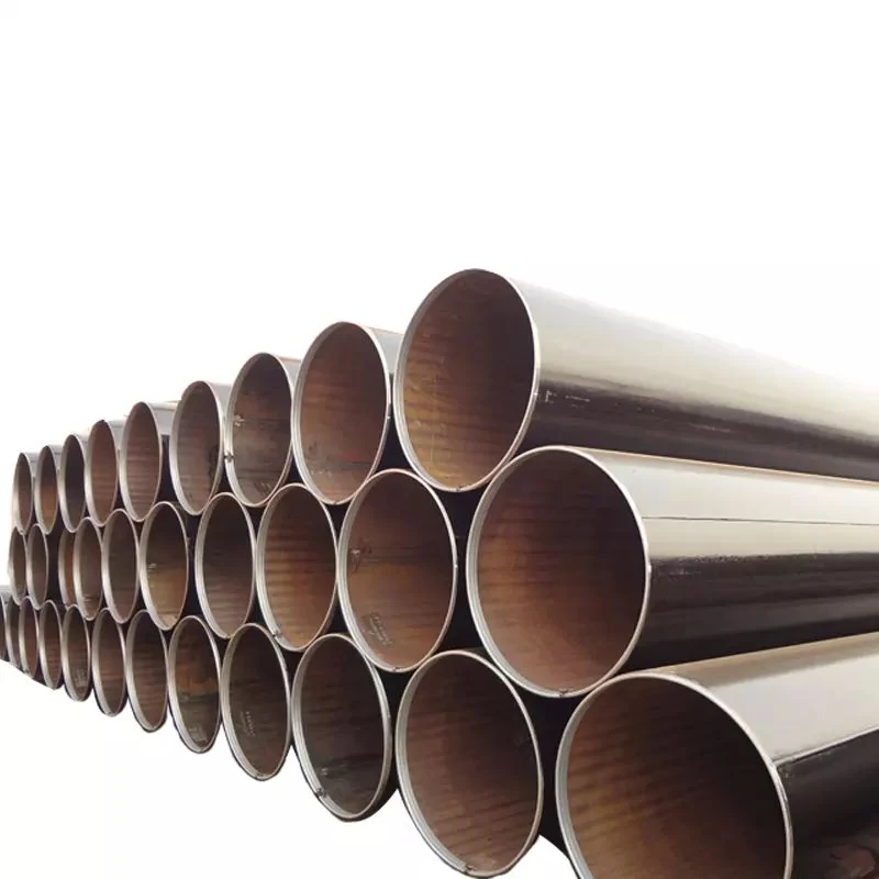 Stack of large-diameter steel pipes with open circular ends shown against a plain white background