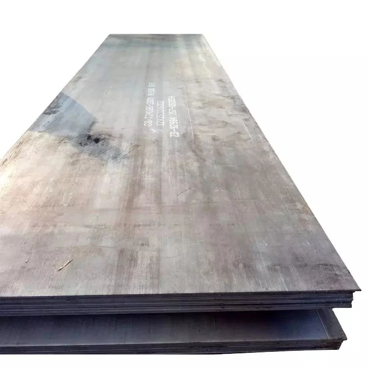 Stack of steel plates with stamped mill markings, isolated on a white background