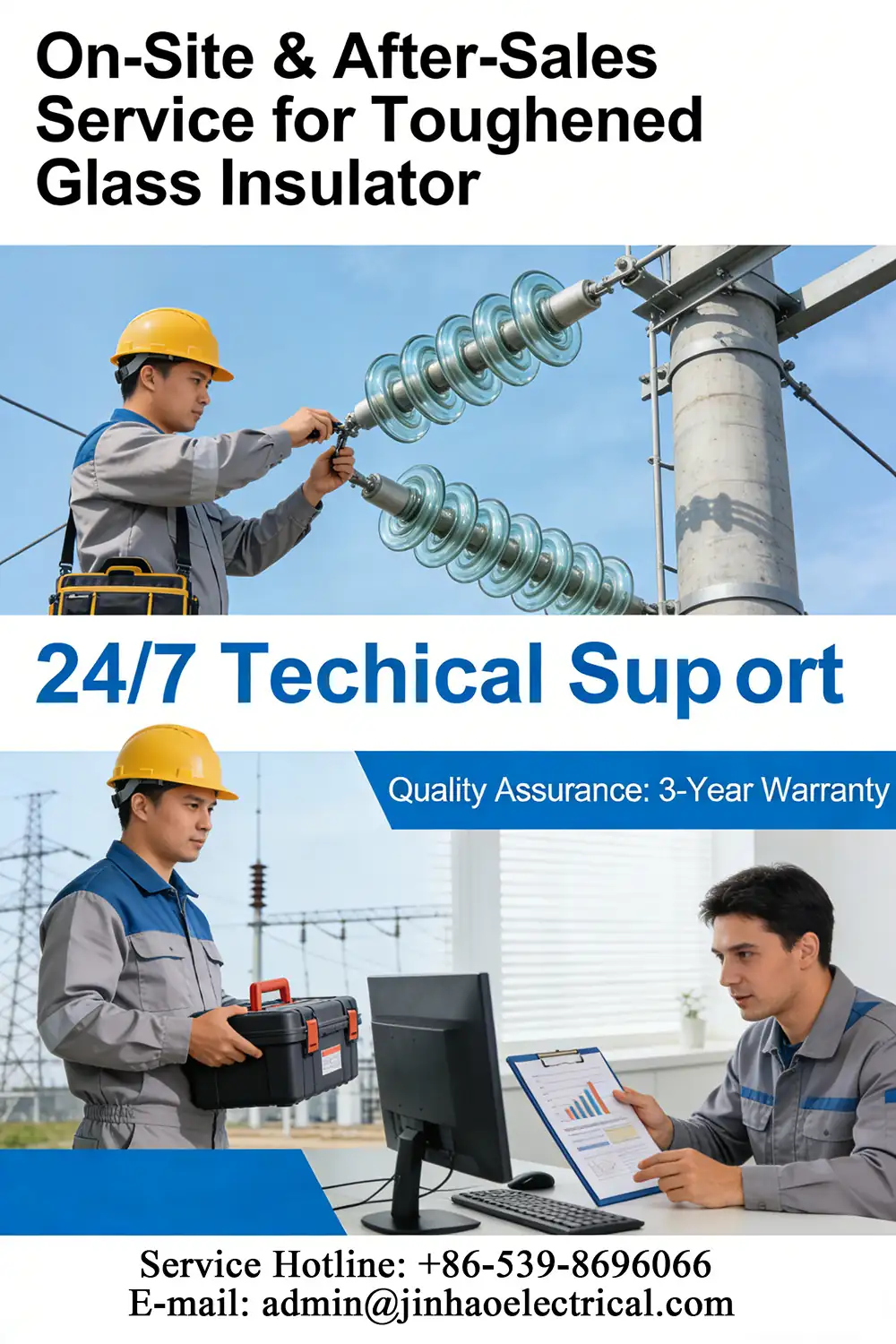 On-site and after-sales technical support for installed toughened glass insulator strings